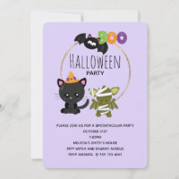 Cute Halloween Chat, chauve-souris et maman Boo
