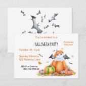 Invitation Cute Halloween Chat en Citrouille (Devant / Derrière)