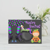 Invitation Cute Halloween Citrouille Baby 1er Anniversaire In (Debout devant)