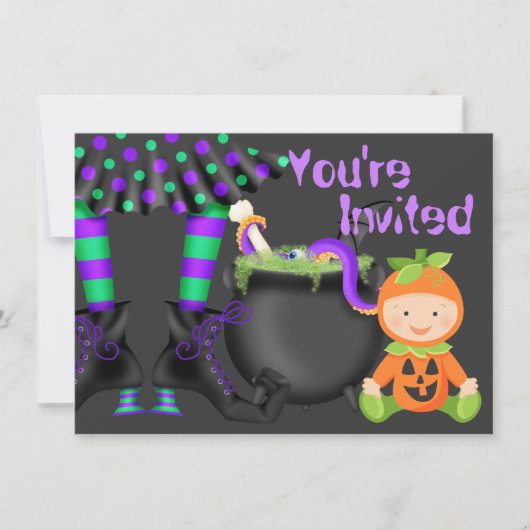Invitation Cute Halloween Citrouille Baby 1er Anniversaire In (Devant)
