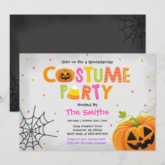 Invitation Cute Halloween Costume Party Spooktacular (Devant / Derrière)