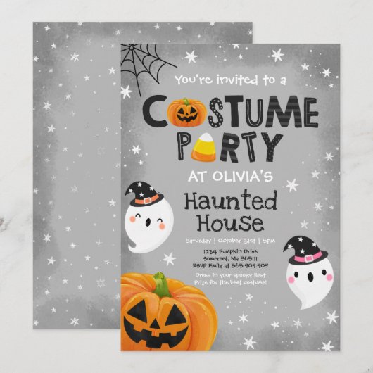 Invitation Cute Halloween Costume Party Spotacular (Devant / Derrière)