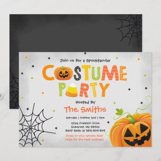 Invitation Cute Halloween Costume Party Spotacular (Devant / Derrière)