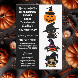Invitation Cute Halloween Éffrayant Bash Jack Chat noir Anniv