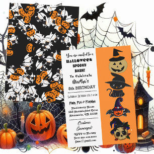 Invitation Cute Halloween Éffrayant Bash Jack Chat noir Anniv