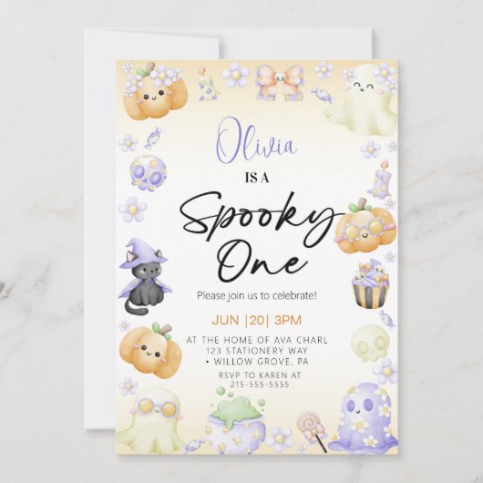 Invitation Cute Halloween Ghost 1st Boy Anniversaire (Devant)