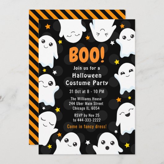 Invitation Cute Halloween Ghosts Costume Party (Devant / Derrière)