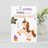 Invitation Cute Halloween Horse Unicorne fête d'anniversaire (Debout devant)