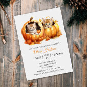 Invitation Cute Halloween Kitten en Baby shower Citrouille