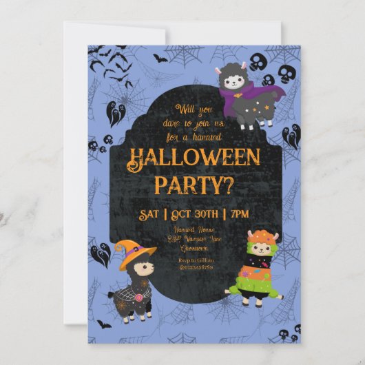 Invitation Cute Halloween Llama 2 (Devant)