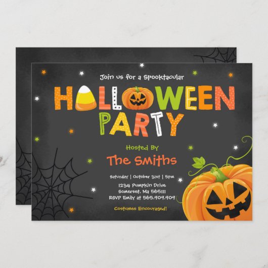 Invitation Cute Halloween Party Spooktacular Halloween (Devant / Derrière)
