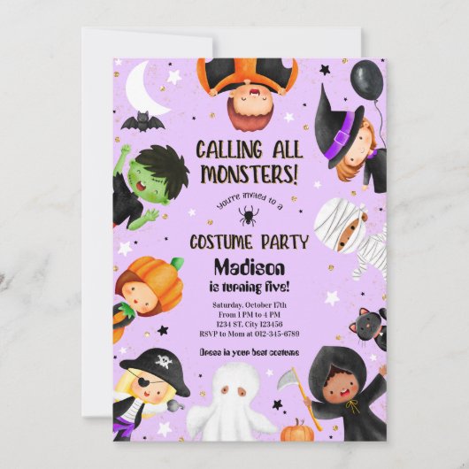 Invitation Cute Halloween Spooktacular Costume fête d'anniver (Devant)