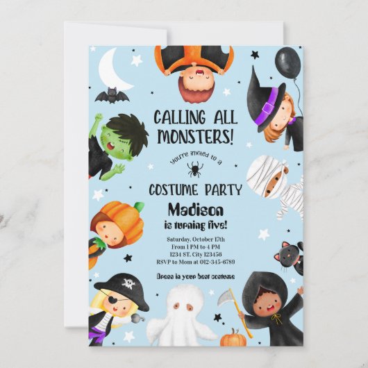 Invitation Cute Halloween Spooktacular Costume fête d'anniver (Devant)
