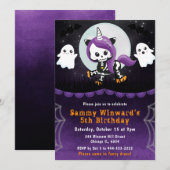 Invitation Cute Halloween Unicorn et Fantômes Anniversaire (Devant / Derrière)