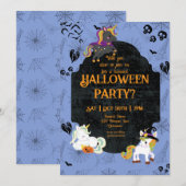 Invitation Cute Halloween Unicornes 1 fête (Devant / Derrière)