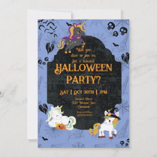 Invitation Cute Halloween Unicornes 1 fête