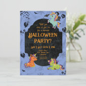 Invitation Cute Halloween Unicornes 2 Parties (Debout devant)