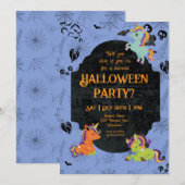 Invitation Cute Halloween Unicornes 2 Parties (Devant / Derrière)