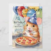 Invitation Cute Hamster Anniversaire Pizza Party (Devant)