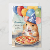 Invitation Cute Hamster Anniversaire Pizza Party (Dos)
