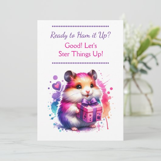 Invitation Cute Hamster Fête d'anniversaire de la fille à thè (Debout devant)