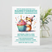 Invitation Cute Hamster Lifting Cupcake Hamsterrific Annivers (Debout devant)
