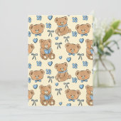 Invitation Cute Hand-drawn Brown Teddy Bears Seamless Pattern (Debout devant)