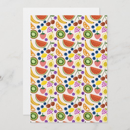 Invitation Cute Hand-drawn Doodle Fruits Seamless Pattern (Devant / Derrière)