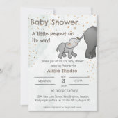 Invitation Cute Hand Drawn Elephant Little Peanut Baby Shower (Devant)