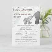 Invitation Cute Hand Drawn Elephant Little Peanut Baby Shower (Debout devant)