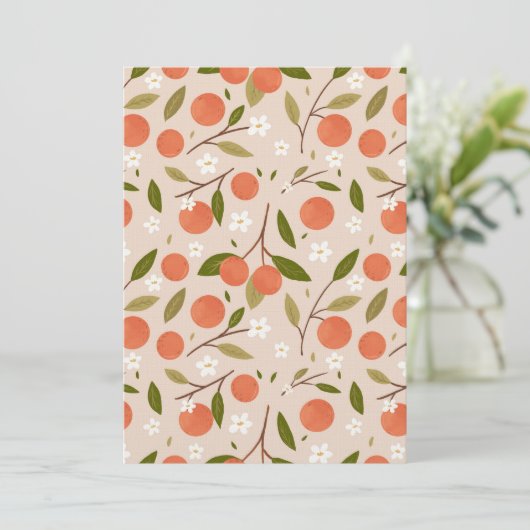 Invitation Cute Hand-drawn Orange Blossom Seamless Pattern (Debout devant)