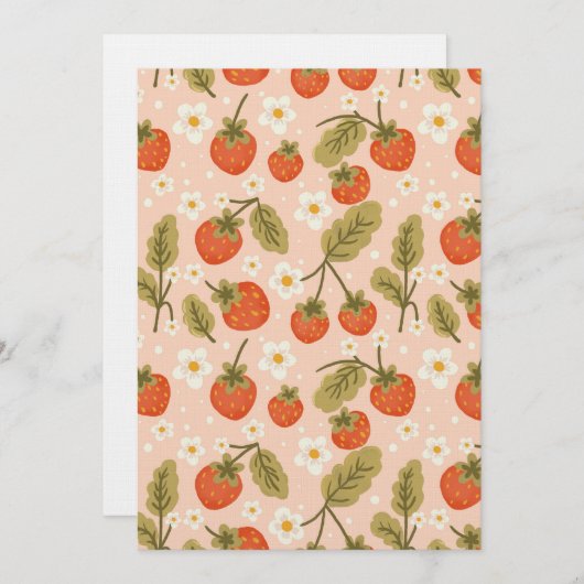 Invitation Cute Hand-drawn Red Strawberry Seamless Pattern (Devant / Derrière)