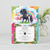 Invitation Cute Happy Black Unicorn Anniversaire (Debout devant)