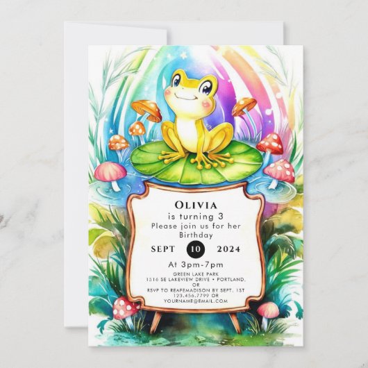 Invitation Cute Happy Frog Anniversaire (Devant)