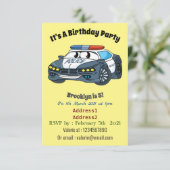 Invitation Cute happy police car cartoon illustration (Debout devant)