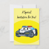 Invitation Cute happy police car cartoon illustration (Dos)