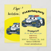 Invitation Cute happy police car cartoon illustration (Devant / Derrière)