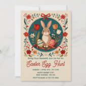 Invitation Cute Hare with Eggs Floral Easter Egg Hunt  (Devant)