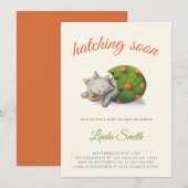 Invitation Cute Hatching Soon Dinosaur Baby Shower (Devant / Derrière)