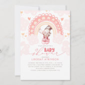 Invitation Cute Heart Boho Rainbow Baby shower rose (Devant)