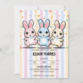 Invitation Cute Heart Bunny Hoppers Baby Shower (Devant)