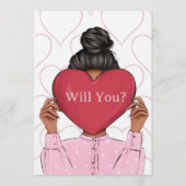Invitation Cute Hearts Valentine's Bridesmaid Proposal Card (Devant)