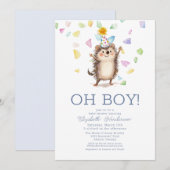 Invitation Cute Hedgehog C'est un Baby shower garçon (Devant / Derrière)
