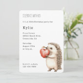 Invitation Cute Hedgehog Coeur animal Anniversaire (Debout devant)