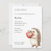 Invitation Cute Hedgehog Coeur animal Anniversaire (Devant)