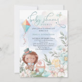 Invitation Cute Hedgehog Florals Baby shower pique-nique garç (Devant)