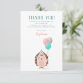 Invitation Cute Hérisson Merci d'anniversaire (Debout devant)