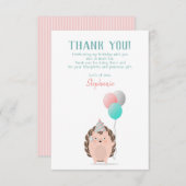 Invitation Cute Hérisson Merci d'anniversaire (Devant / Derrière)