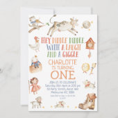 Invitation Cute Hey Diddle Diddle Nursery Rhyme 1er Anniversa (Devant)
