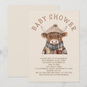 Invitation Cute Highland Baby shower de crème de vache (Devant / Derrière)